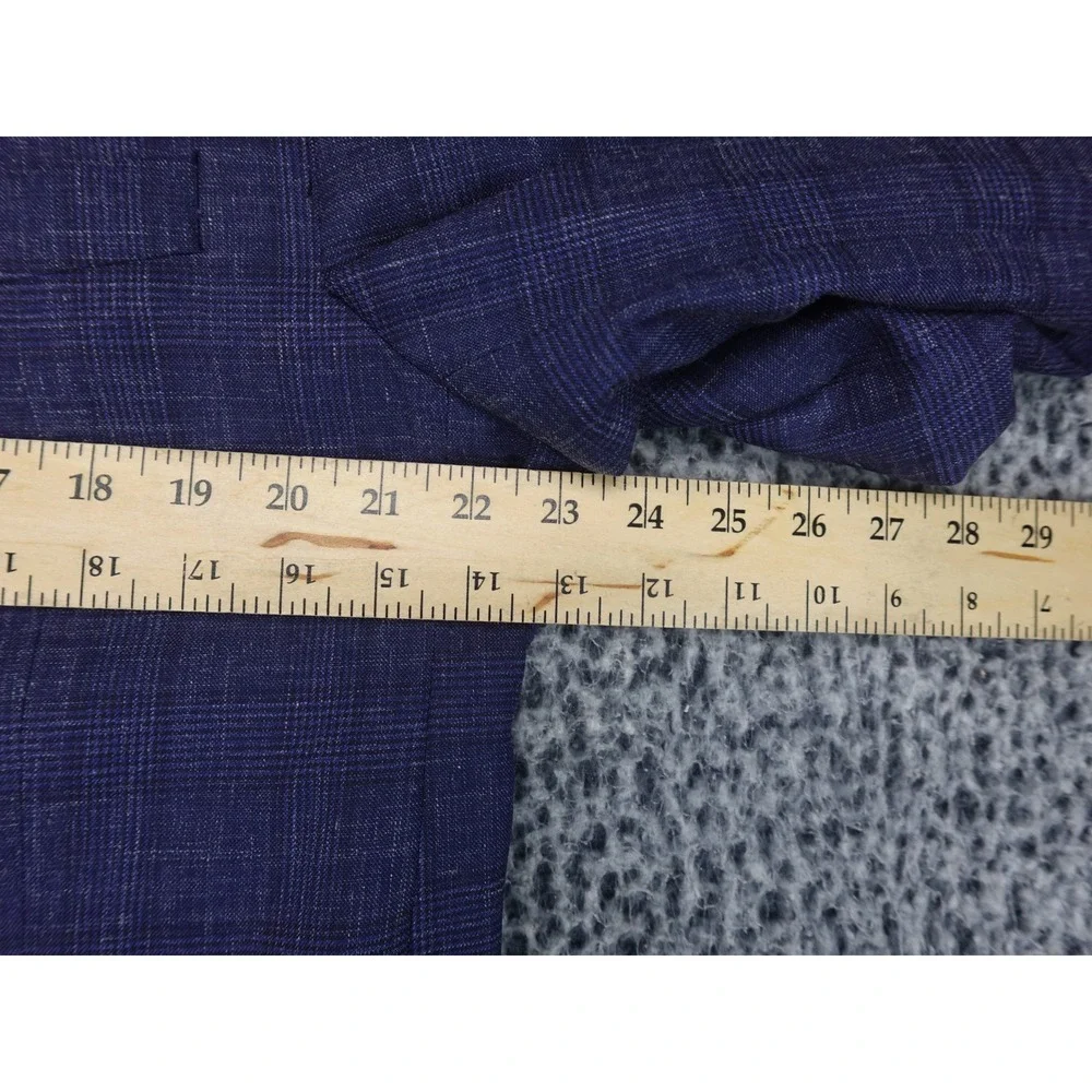 Peter Millar Blazer Mens 46R Navy Blue Good Glen Plaid Patch Pocket Sport Coat